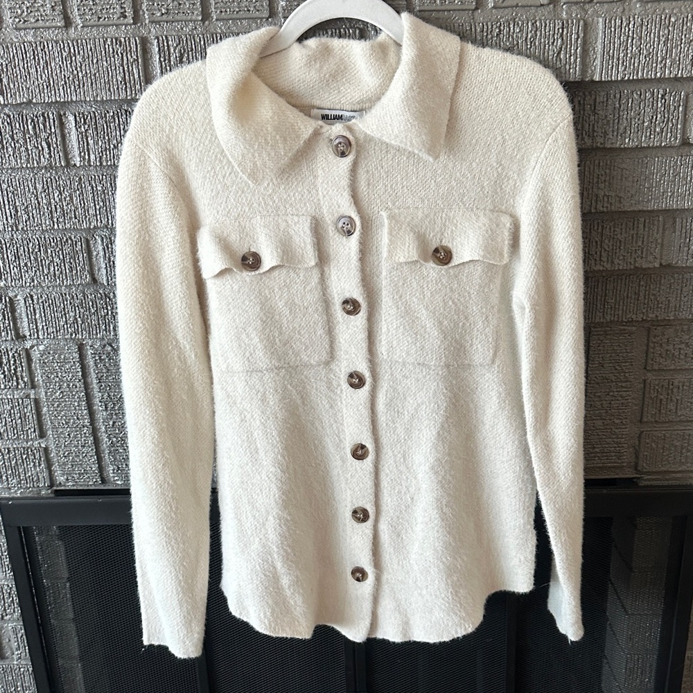 William Rast Cream Teddy Jacket with Button Front
